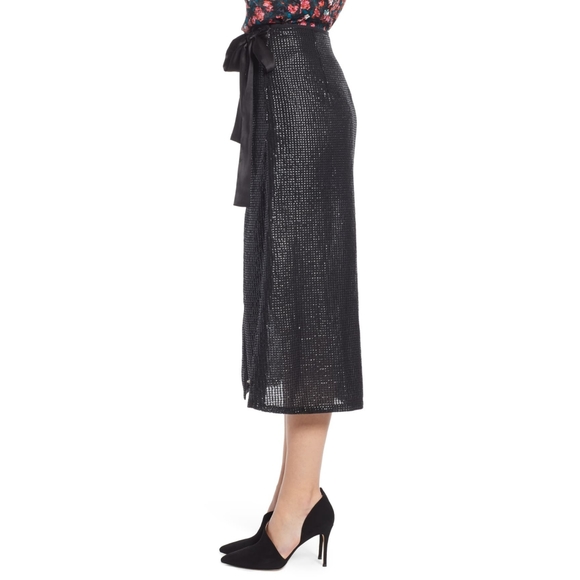 Something Navy Sequin Wrap Midi Skirt, NWT - Picture 5 of 6